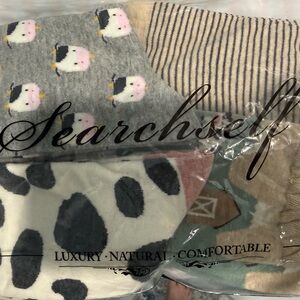 Women’s Assorted Cow Patterned Socks - Grey, White, Beige, Green